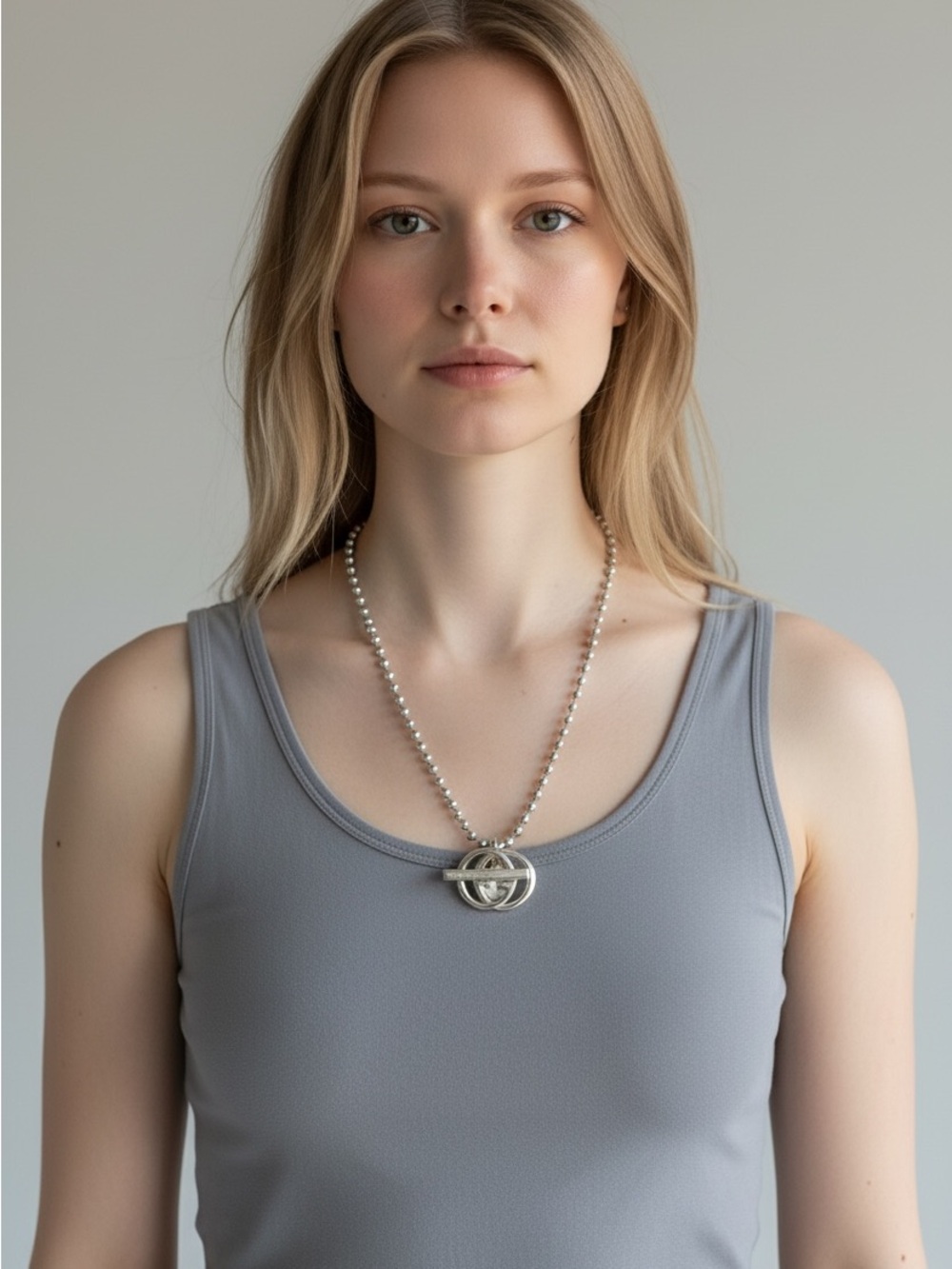 Gucci Silver Interlocking G Ball-Chain Necklace-15 inch length